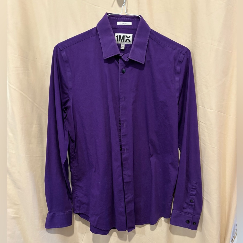 Express Men's Fitted Purple Dress Shirt